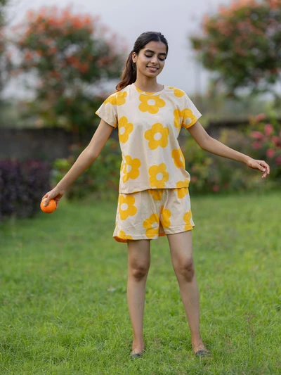 Shorts Set-Yellow Daisy Soft Cotton
