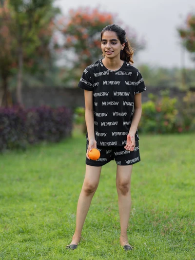 Shorts Set-Wednesday Black Soft Cotton