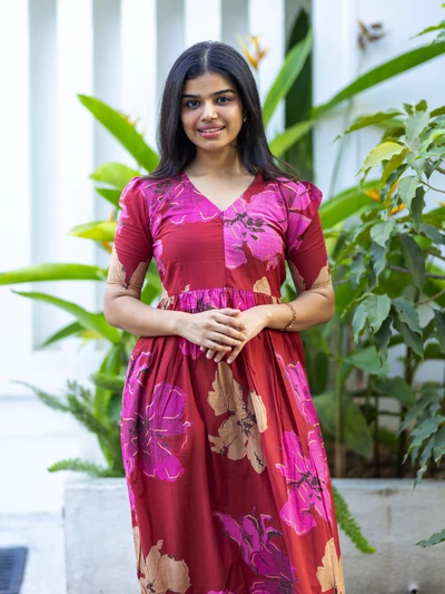 Red Floral Maternity Dress